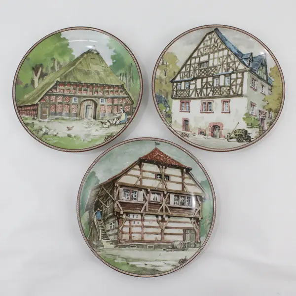 Vintage Set of 5 Konigszelt Bayern German House Plates Karl Bedal 1980s