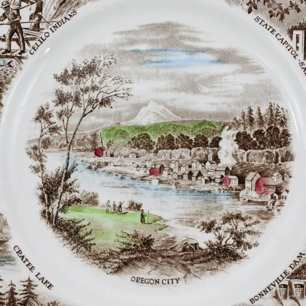 2 Vintage Brown The Oregon Plates By Johnson Bros. England