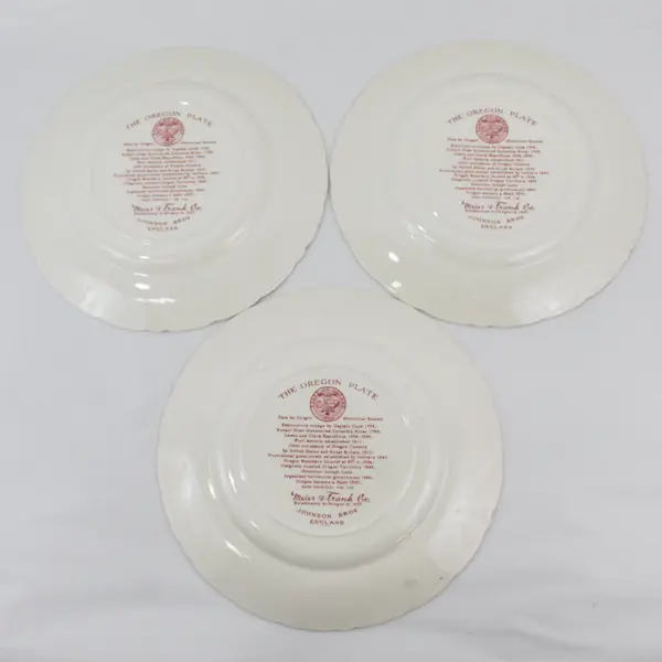 3 Vintage Red The Oregon Plates By Johnson Bros. England