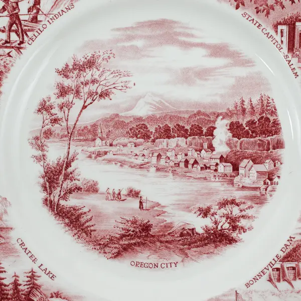 3 Vintage Red The Oregon Plates By Johnson Bros. England