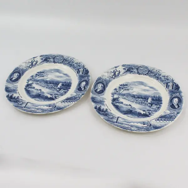 2 Vintage Blue The Oregon Plates By Johnson Bros. England