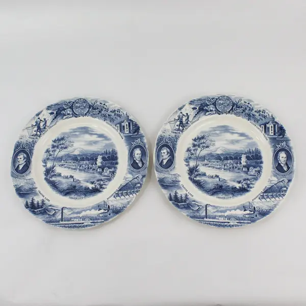 2 Vintage Blue The Oregon Plates By Johnson Bros. England