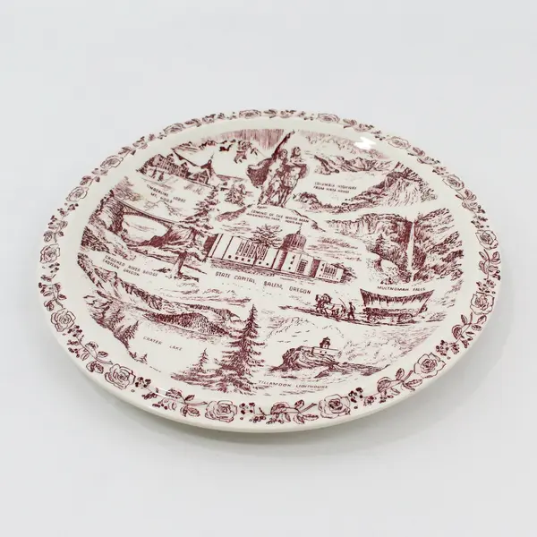 Vernon Kilns Famous Oregon Landmarks Stoneware Plate 10.5"