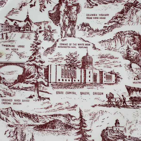 Vernon Kilns Famous Oregon Landmarks Stoneware Plate 10.5"