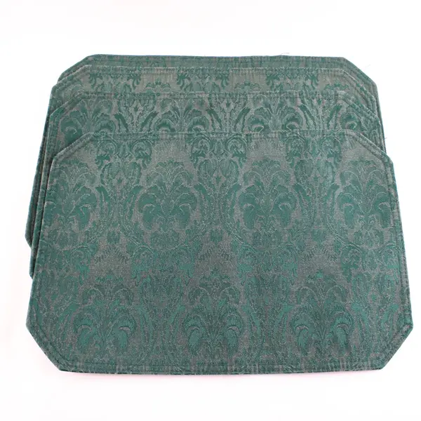 Lot of 8 Green and Red Damask Placemats 17.5" Christmas Holiday Decor