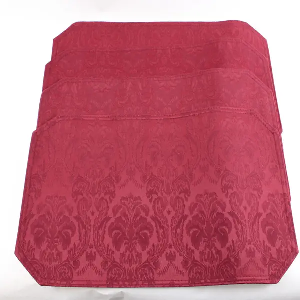 Lot of 8 Green and Red Damask Placemats 17.5" Christmas Holiday Decor