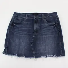 Kendall + Kylie Mini Skirt Womens Size 32 Dark Blue Denim Raw Hem Stretch