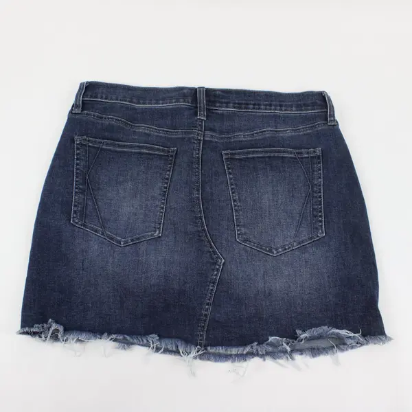 Kendall + Kylie Mini Skirt Womens Size 32 Dark Blue Denim Raw Hem Stretch