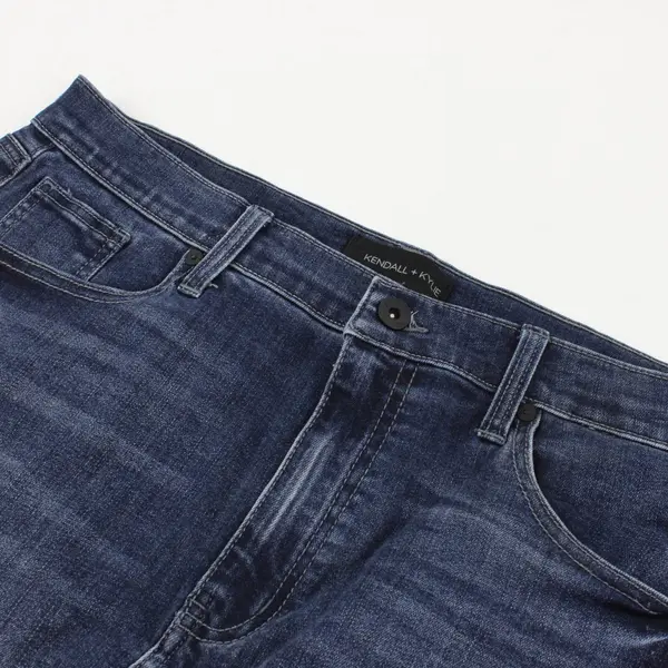 Kendall + Kylie Mini Skirt Womens Size 32 Dark Blue Denim Raw Hem Stretch