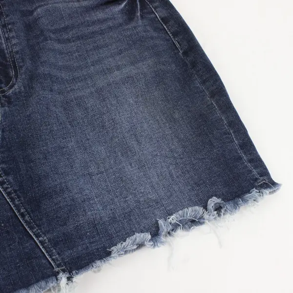 Kendall + Kylie Mini Skirt Womens Size 32 Dark Blue Denim Raw Hem Stretch