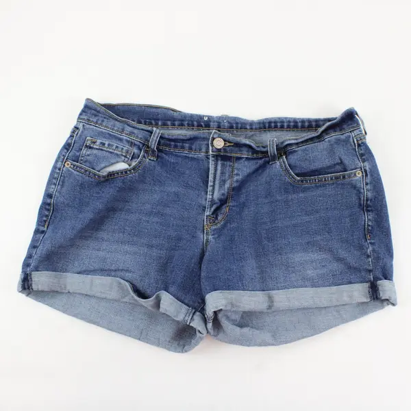 Old Navy Womens Medium Wash Cuffed Denim Jean Shorts Size 12 Blue Mid Rise