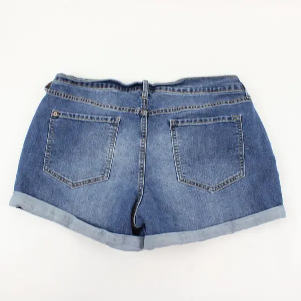 Old Navy Womens Medium Wash Cuffed Denim Jean Shorts Size 12 Blue Mid Rise