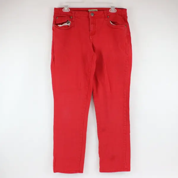 Earl Jean Womens Red Skinny Stretch Vintage Jeans Size 12