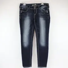 WallFlower Womens Size 11 Dark Wash Skinny Embroidered Jeans