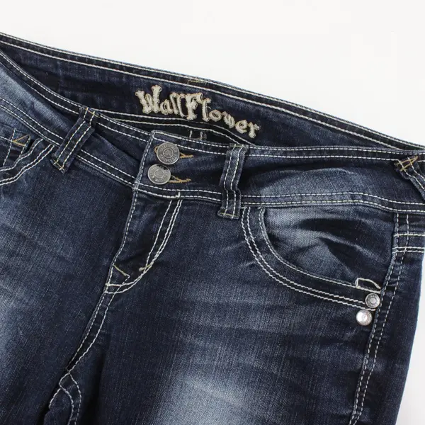WallFlower Womens Size 11 Dark Wash Skinny Embroidered Jeans