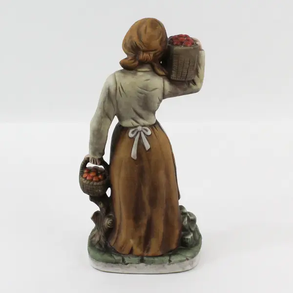 Vintage Older Woman With Baskets of Apples Figurine 11.25"
