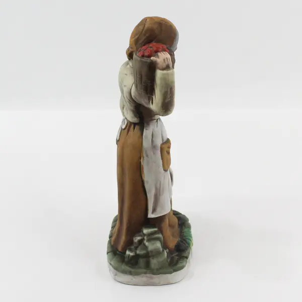 Vintage Older Woman With Baskets of Apples Figurine 11.25"
