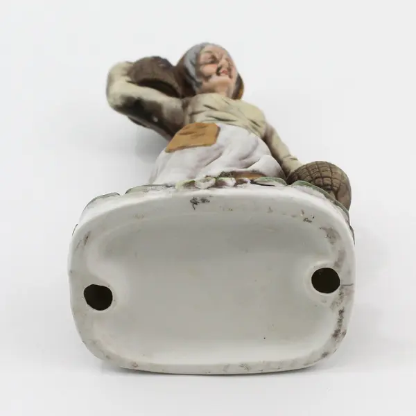 Vintage Older Woman With Baskets of Apples Figurine 11.25"