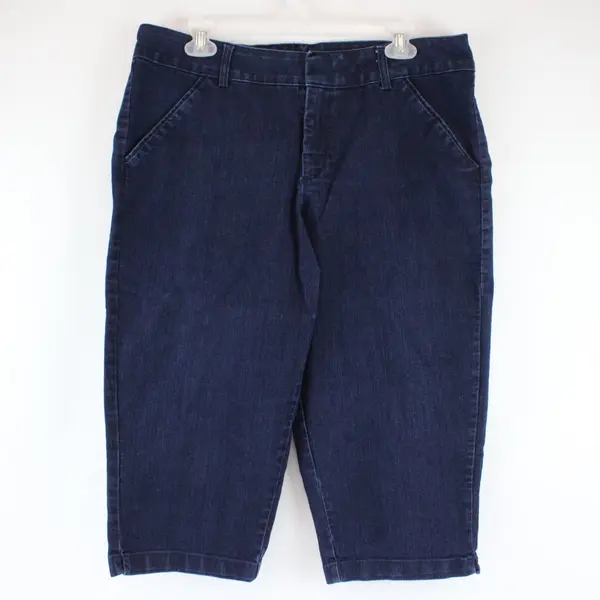 Lee Jeans Womens 8 Medium Capri Natural Fit 1889 Stretch Dark Wash Blue 