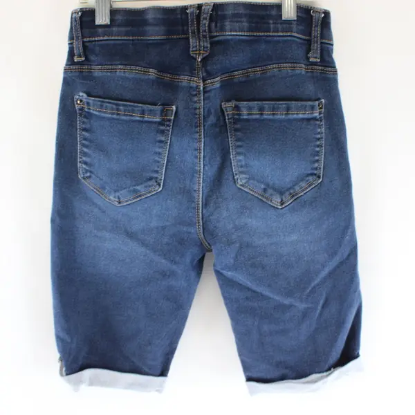 Curve Appeal Long Mid-Rise Denim Shorts Women's Size 2