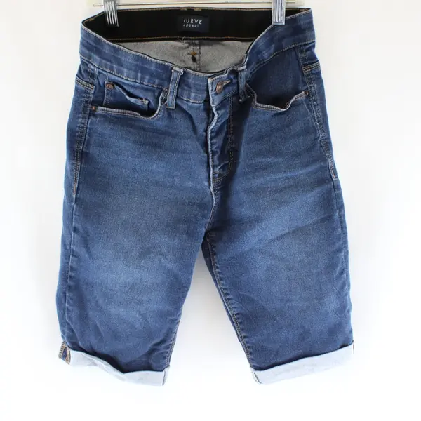 Curve Appeal Long Mid-Rise Denim Shorts Women's Size 2