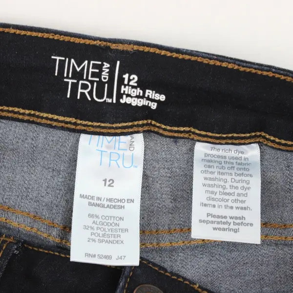 Time And Tru Jegging Skinny Jeans Womens 12 Blue Denim High Rise Dark Wash