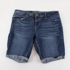 Faded Glory Women's Blue Denim Bermuda Shorts Size 10 Stretch Cuffed