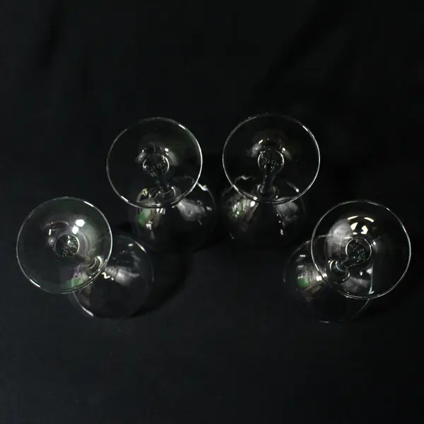 Set of 4 Clear Crystal Wine Glasses 6.75"
