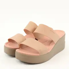 Crocs LiteRide Beige and Pink Wedge Sandals Women's Size 8W Flawed