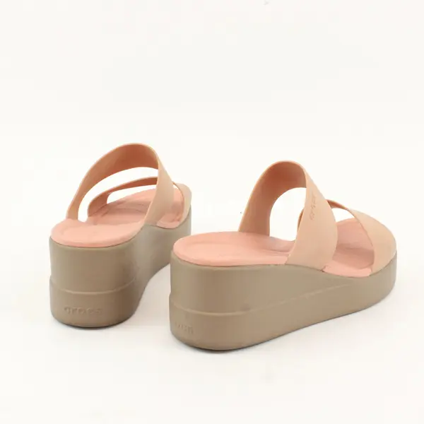 Crocs LiteRide Beige and Pink Wedge Sandals Women's Size 8W Flawed