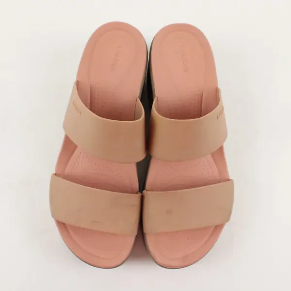 Crocs LiteRide Beige and Pink Wedge Sandals Women's Size 8W Flawed