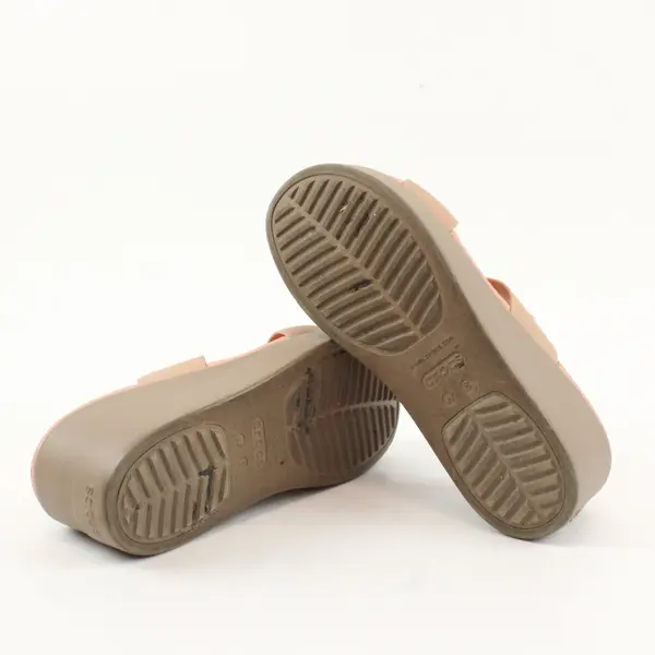 Crocs LiteRide Beige and Pink Wedge Sandals Women's Size 8W Flawed