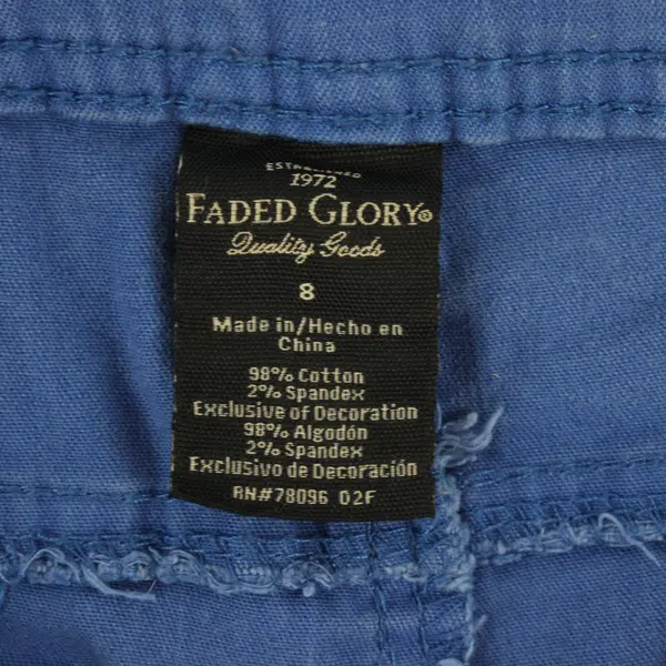 Faded Glory Womens Blue Cuffed Bermuda Twill Shorts Size 8