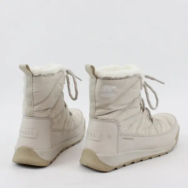 Sorel Whitney II Short Lace Beige Faux Fur Winter Snow Boots Women's Sz 8.5
