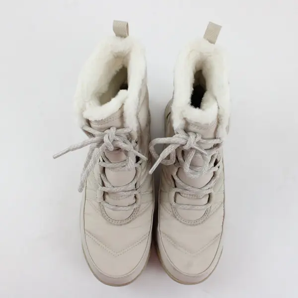Sorel Whitney II Short Lace Beige Faux Fur Winter Snow Boots Women's Sz 8.5