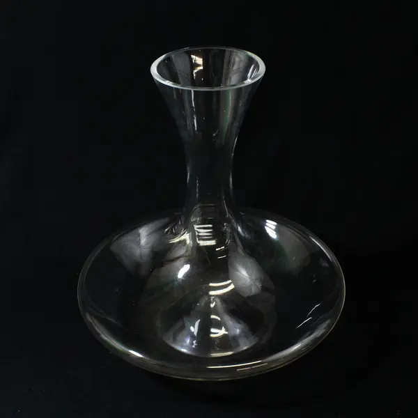 Large Clear Glass Wine Decanter Wide Base Flared Mouth 9.5"