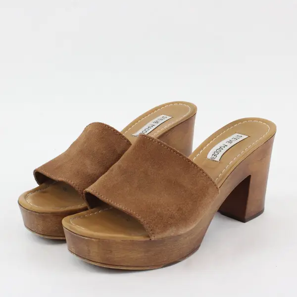 Steve Madden Womens Brown Suede Block Heel Sandals Size 7