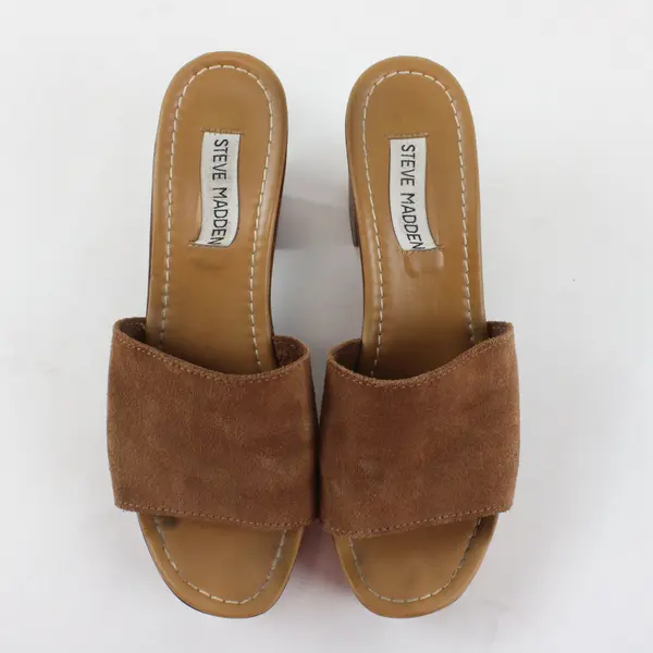 Steve Madden Womens Brown Suede Block Heel Sandals Size 7