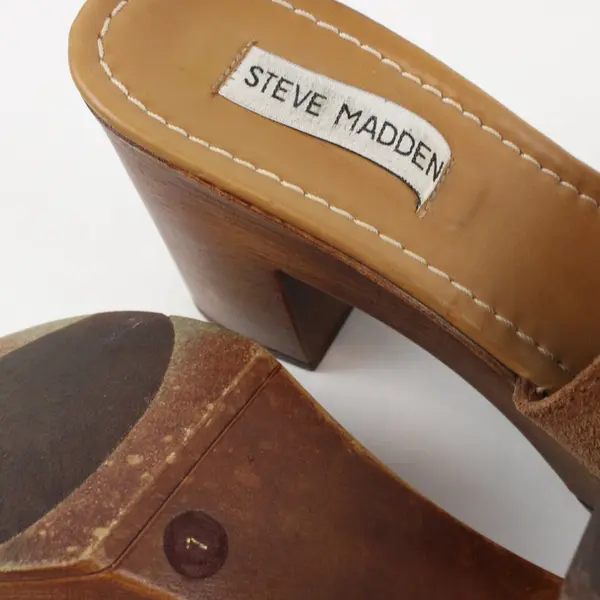 Steve Madden Womens Brown Suede Block Heel Sandals Size 7