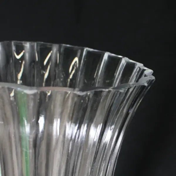 Large 11 Inch Tapered Clear Ribbed Vase