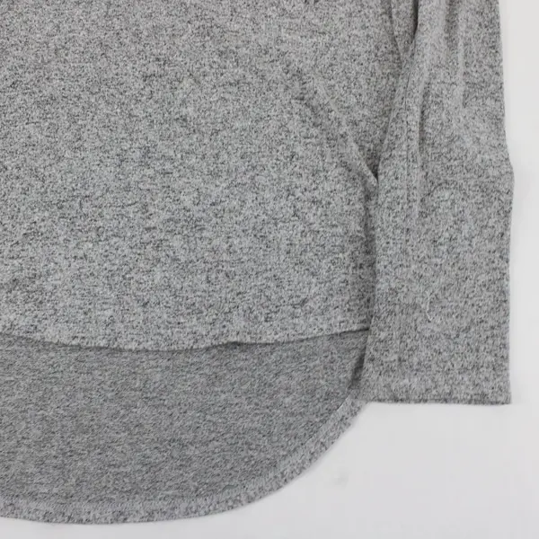 Enti Glamour Womens M Gray Relaxed Fit Long Sleeve Top Black Trim Pocket