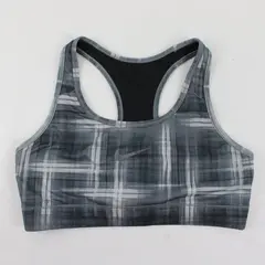 Nike Dri-FIT Grey Plaid Sports Bra Racerback Workout Athletic