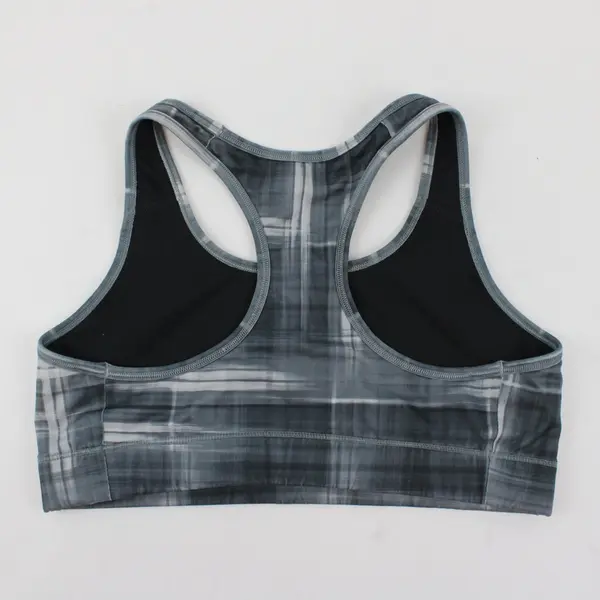 Nike Dri-FIT Grey Plaid Sports Bra Racerback Workout Athletic