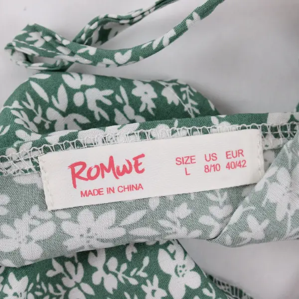 Romwe Green and White Floral Sundress Size Large