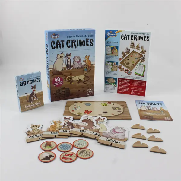 Cat Crimes Logic Brain Board Game 40 Crimes Thinkfun Games Age 8+ Complete