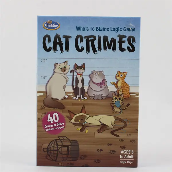 Cat Crimes Logic Brain Board Game 40 Crimes Thinkfun Games Age 8+ Complete