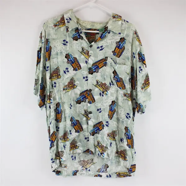 Vintage Woodie Station Wagon Print Men's Medium Button-Up Shirt