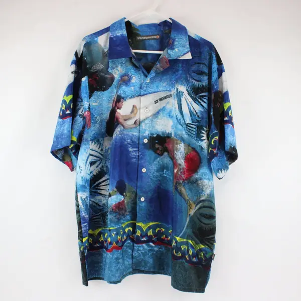 Vintage 33 Degrees Surfer Print Button-Up Men's Shirt XL
