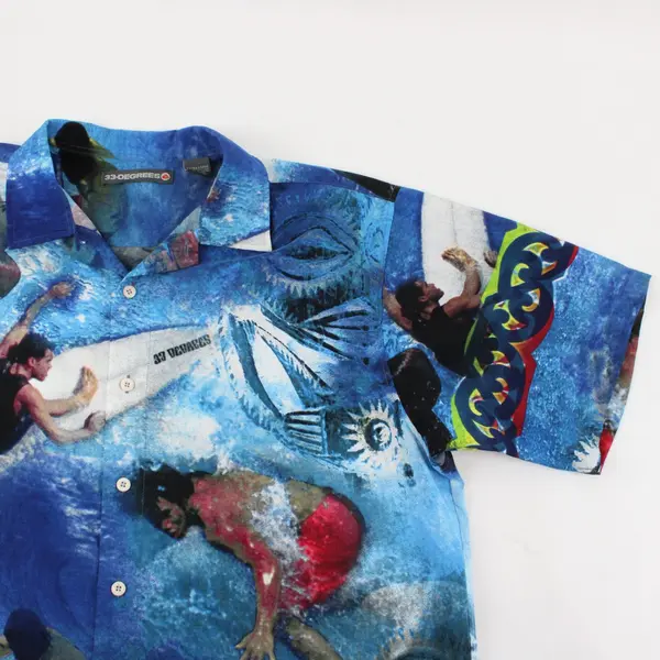 Vintage 33 Degrees Surfer Print Button-Up Men's Shirt XL