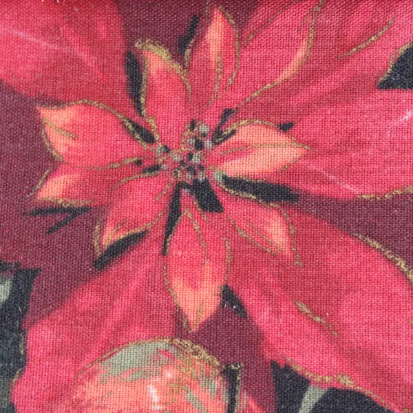 Set of 6 Vintage Cotton Napkins, Poinsettias & Fruit, 17”x17" 